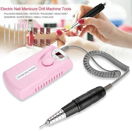 Nail Art Drill Pedicure Set, 30000 RPM Electric Portable Rechargeable Polisher (Pink) - View 3 - Tessla Equipment Store